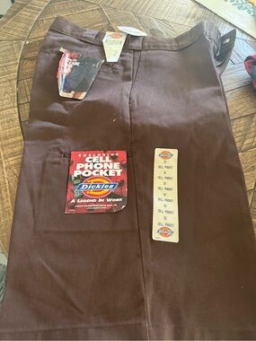 Dickies Men's Brown Casual Shorts with Cell Phone Pocket